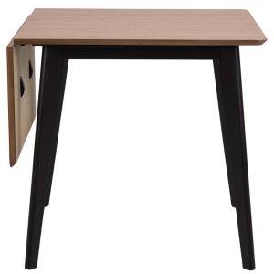 ACT NORDIC Roxby spisebord, m. tillgsplade - natur egefinér og sort gummitr (80/120x80)