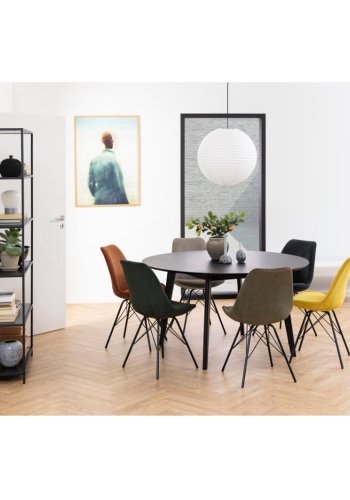 ACT NORDIC Eris Esszimmerstuhl - anthrazitgrauer Samt und schwarzes Metall