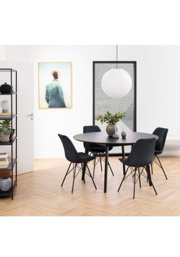 ACT NORDIC Eris Esszimmerstuhl - anthrazitgrauer Samt und schwarzes Metall