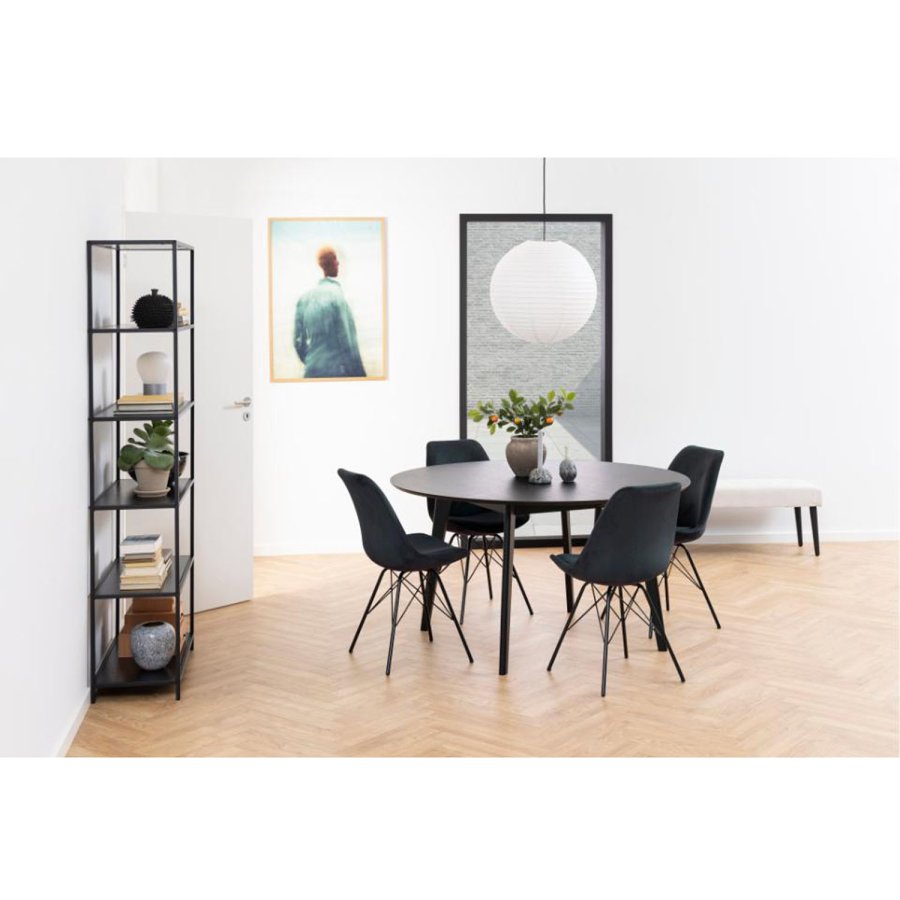 ACT NORDIC Eris Esszimmerstuhl - anthrazitgrauer Samt und schwarzes Metall