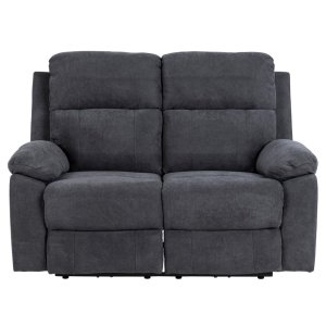 ACT NORDIC Mora 2 pers. recliner sofa, elektrisk, m. C stik - mrkegr stof og sort metal