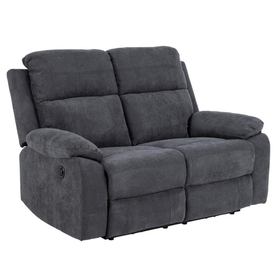 ACT NORDIC Mora 2 pers. recliner sofa, elektrisk, m. C stik - mrkegr stof og sort metal