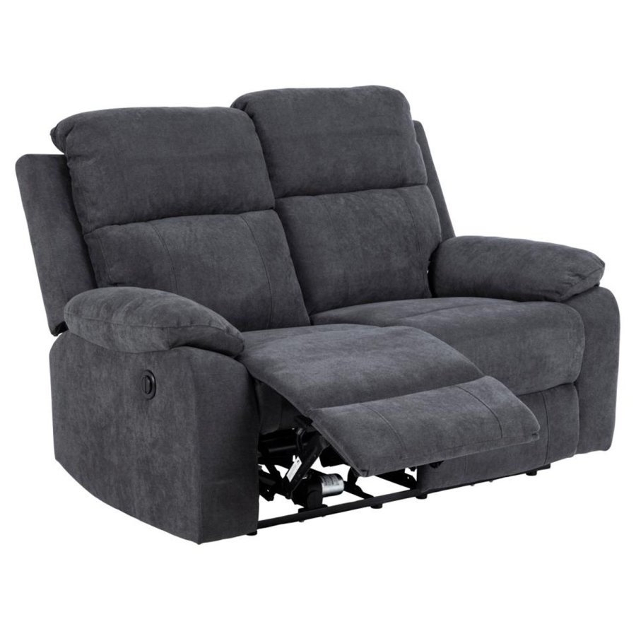 ACT NORDIC Mora 2 pers. recliner sofa, elektrisk, m. C stik - mrkegr stof og sort metal