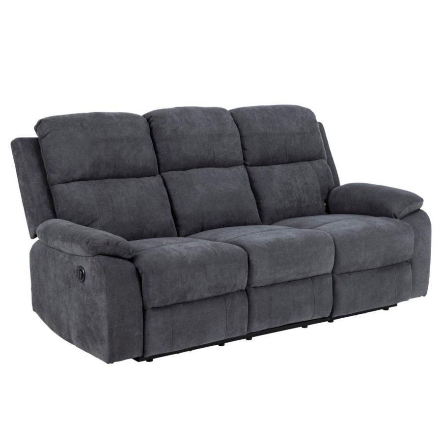 ACT NORDIC Mora 3 pers. recliner sofa, elektrisk, m. C stik - mrkegr stof og sort metal