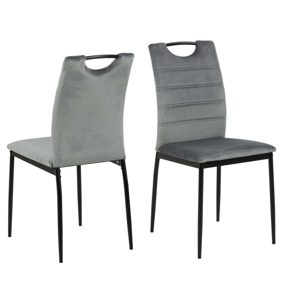 ACT NORDIC Dia spisebordstol - mrkegr polyester og svart metall