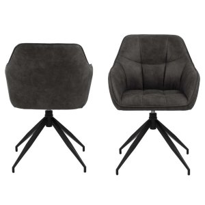 ACT NORDIC Brenda spisebordsstol, m. armln og drejefunktion - antracitgr polyester og sort metal