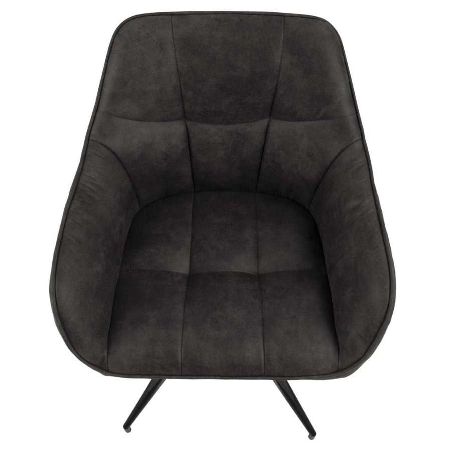 ACT NORDIC Brenda Esszimmerstuhl mit Armlehnen und Drehfunktion – anthrazitgraues Polyester und schwarzes Metall