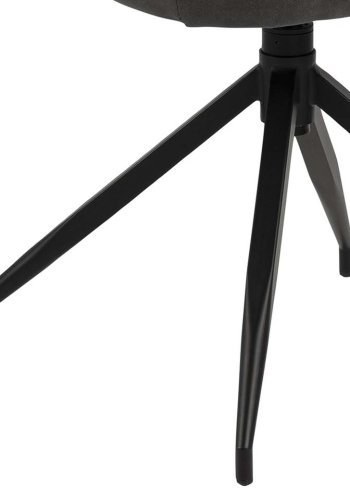ACT NORDIC Brenda Esszimmerstuhl mit Armlehnen und Drehfunktion – anthrazitgraues Polyester und schwarzes Metall