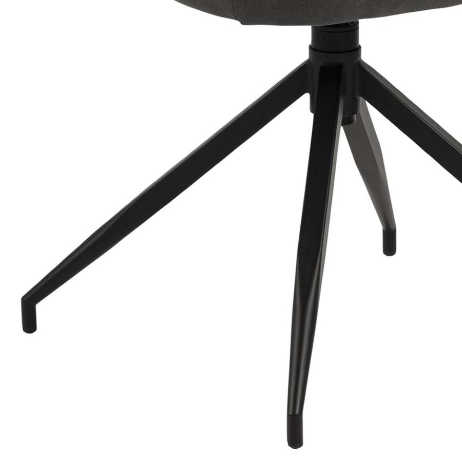 ACT NORDIC Brenda Esszimmerstuhl mit Armlehnen und Drehfunktion – anthrazitgraues Polyester und schwarzes Metall