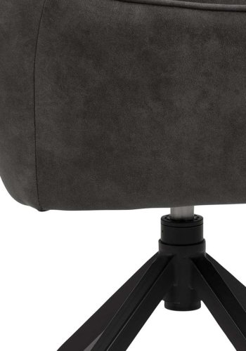 ACT NORDIC Brenda Esszimmerstuhl mit Armlehnen und Drehfunktion – anthrazitgraues Polyester und schwarzes Metall