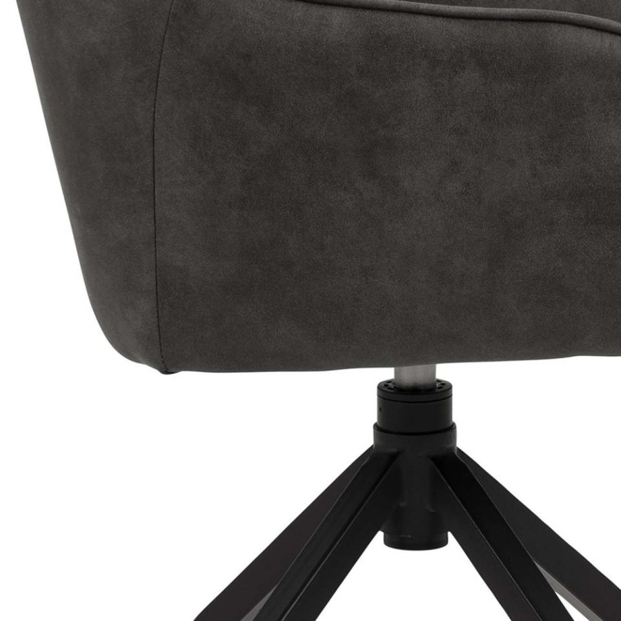 ACT NORDIC Brenda Esszimmerstuhl mit Armlehnen und Drehfunktion – anthrazitgraues Polyester und schwarzes Metall