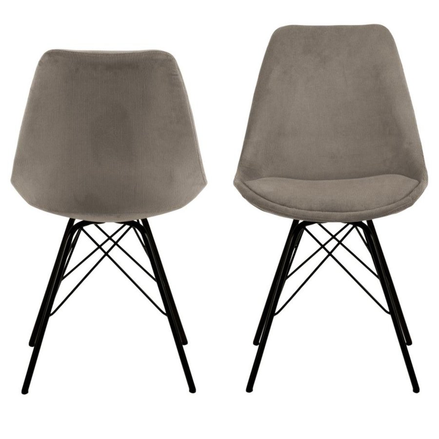 ACT NORDIC Eris Esszimmerstuhl - beiger Samt und schwarzes Metall