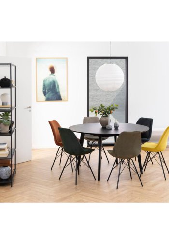 ACT NORDIC Eris Esszimmerstuhl - beiger Samt und schwarzes Metall
