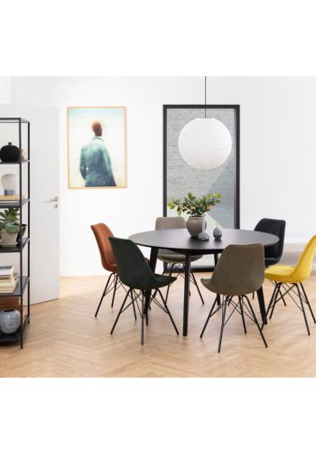 ACT NORDIC Eris Esszimmerstuhl - grüner Samt und schwarzes Metall