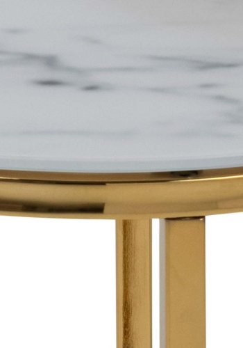 ACT NORDIC Alisma Sidobord - Vitt Marmortryck Glas och Guldmetall