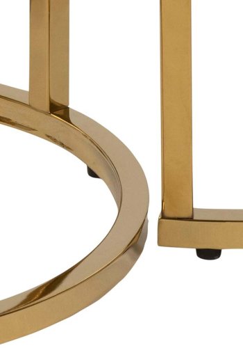 ACT NORDIC Alisma Sidobord - Vitt Marmortryck Glas och Guldmetall