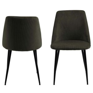 ACT NORDIC Ines spisebordsstol - olivengrn fljl og sort metal