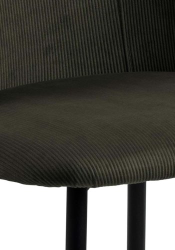 ACT NORDIC Ines Esszimmerstuhl - olivgrüner Samt und schwarzes Metall