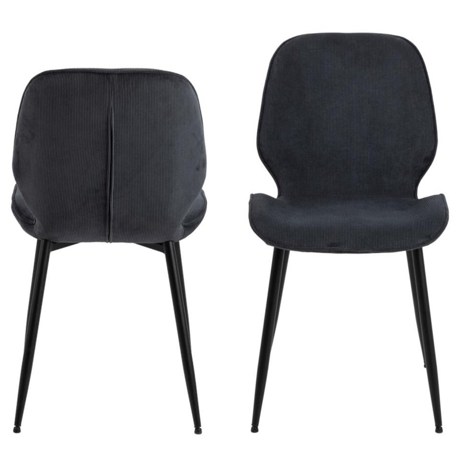 ACT NORDIC Femke Esszimmerstuhl - anthrazitgrauer Samt und schwarzes Metall