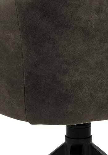 ACT NORDIC Brenda Esszimmerstuhl, mit Armlehnen und Drehfunktion – olivgrünes Polyester und schwarzes Metall