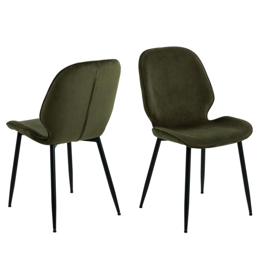 ACT NORDIC Femke Esszimmerstuhl - grüner Samt und schwarzes Metall