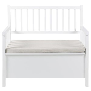 ACT NORDIC Aster bnk, m. hynde og opbevaring - beige polyester og hvid MDF (90x48)