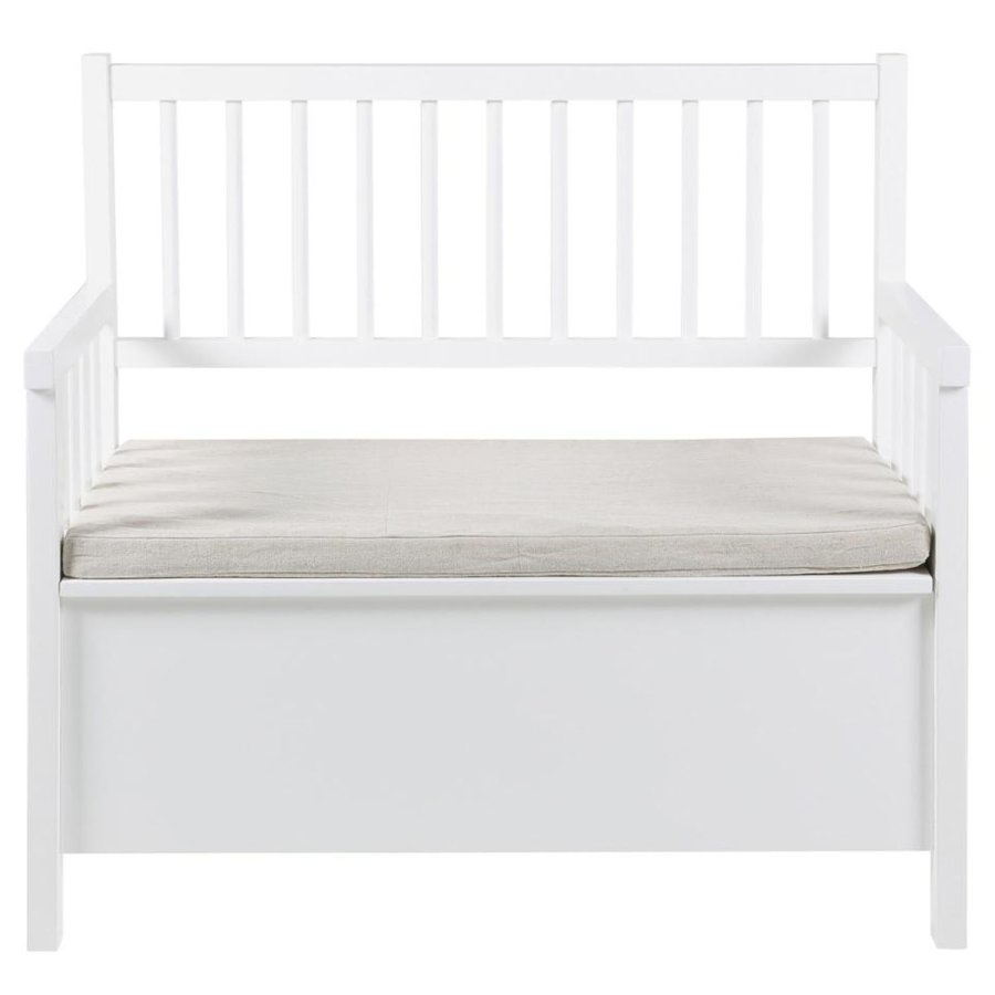 ACT NORDIC Aster bnk, m. hynde og opbevaring - beige polyester og hvid MDF (90x48)