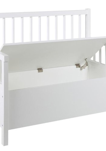 ACT NORDIC Aster bnk, m. hynde og opbevaring - beige polyester og hvid MDF (90x48)