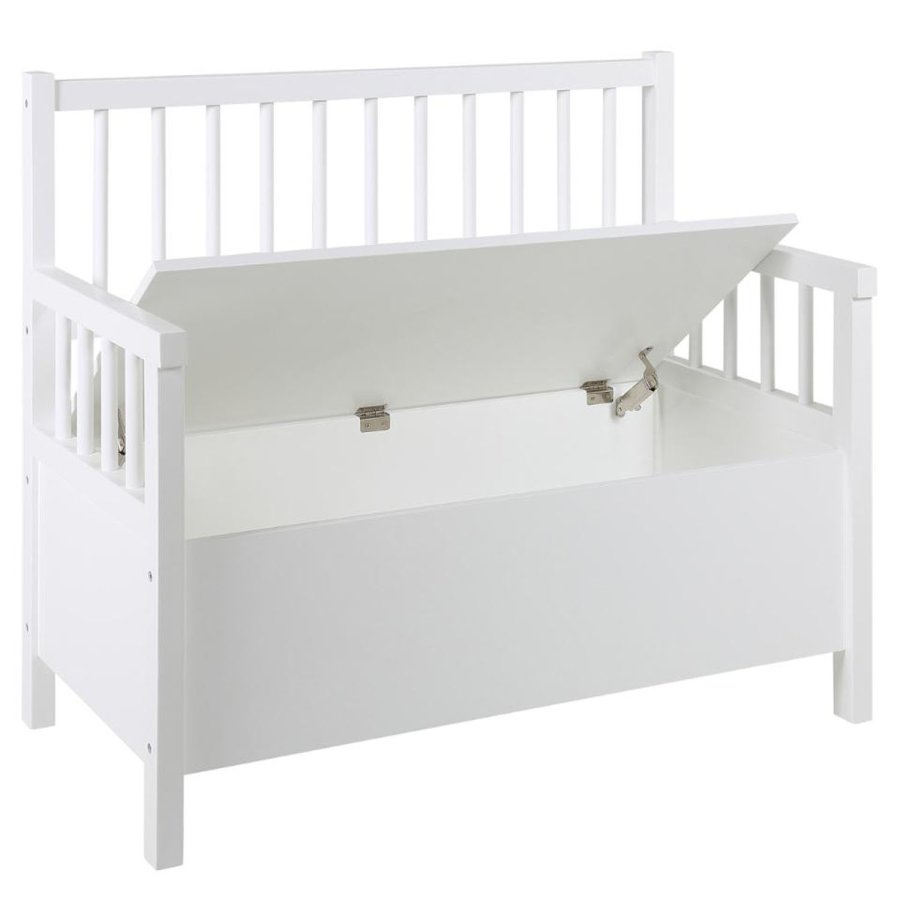 ACT NORDIC Aster bnk, m. hynde og opbevaring - beige polyester og hvid MDF (90x48)