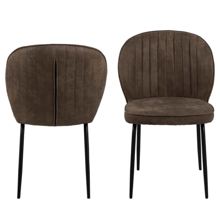 ACT NORDIC Patricia spisebordsstol - lysebrun polyester og sort metal