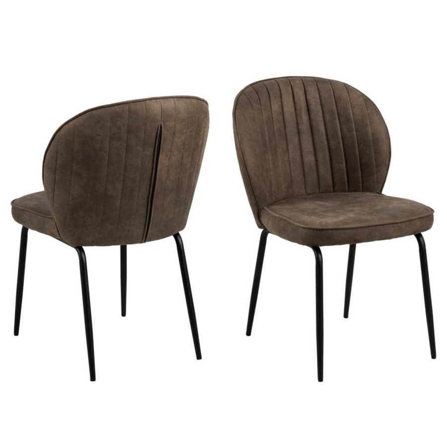 ACT NORDIC Patricia spisebordsstol - lysebrun polyester og sort metal