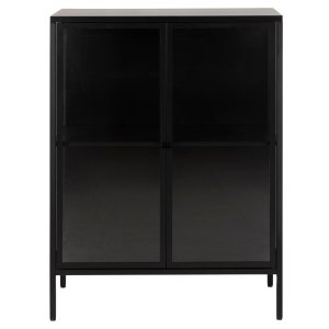 ACT NORDIC Newcastle vitrineskab, m. 2 glaslger - sort metal