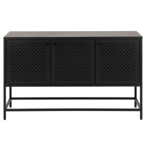 ACT NORDIC Newcastle Skänk, med 3 Luckor och 2 Hyllplan - Svart Metall (125 x 40 cm)