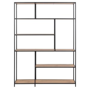 ACT NORDIC Seaford bogreol - natur papir vildeg og sort metal(H:185cm x135cm x 35cm)