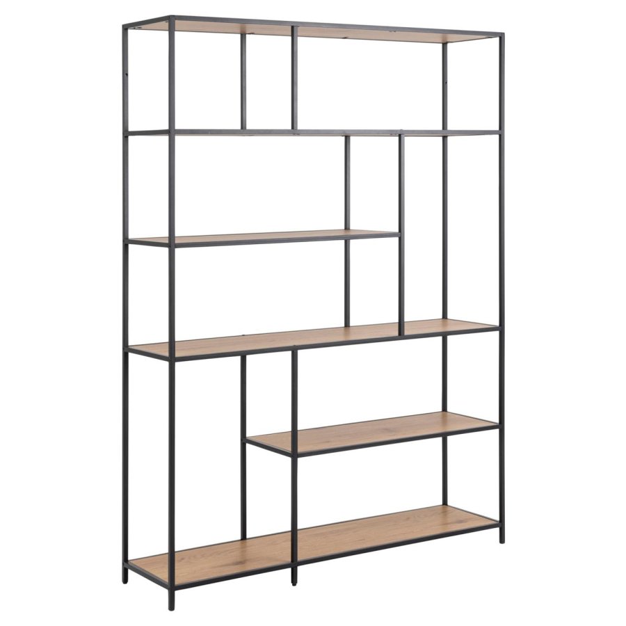 ACT NORDIC Seaford bogreol - natur papir vildeg og sort metal(H:185cm x135cm x 35cm)