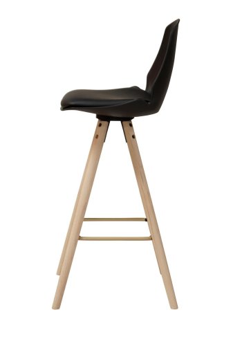 ACT NORDIC Oslo barstol, m. rygln og fodsttte - sort plastik/PU og hvidolieret eg