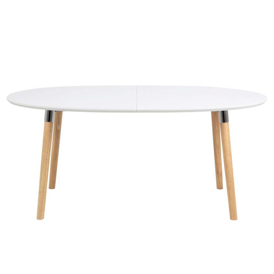 ACT NORDIC Belina Esstisch, mit Einlegeplatten – weißes MDF und natürliches Kautschukholz (170/270x100)