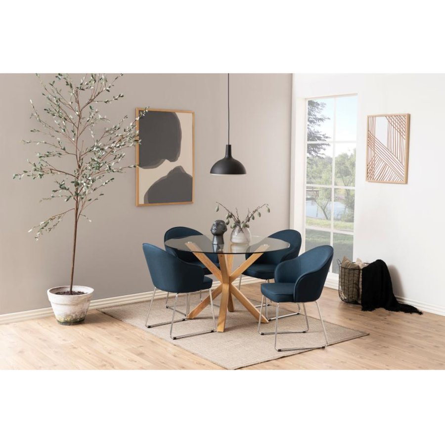 ACT NORDIC Heaven Esstisch, rund – Klarglas und Eichenfolienmetall (119) 