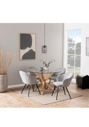 ACT NORDIC Heaven Esstisch, rund – Klarglas und Eichenfolienmetall (119) 