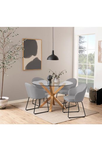 ACT NORDIC Heaven Esstisch, rund – Klarglas und Eichenfolienmetall (119) 