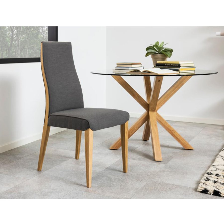 ACT NORDIC Heaven Esstisch, rund – Klarglas und Eichenfolienmetall (119) 