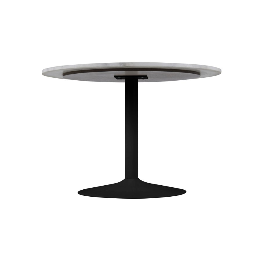 ACT NORDIC Rund Tarifa spisebord m. trompetfod - hvid Guangxi marmor og sort metal (110)