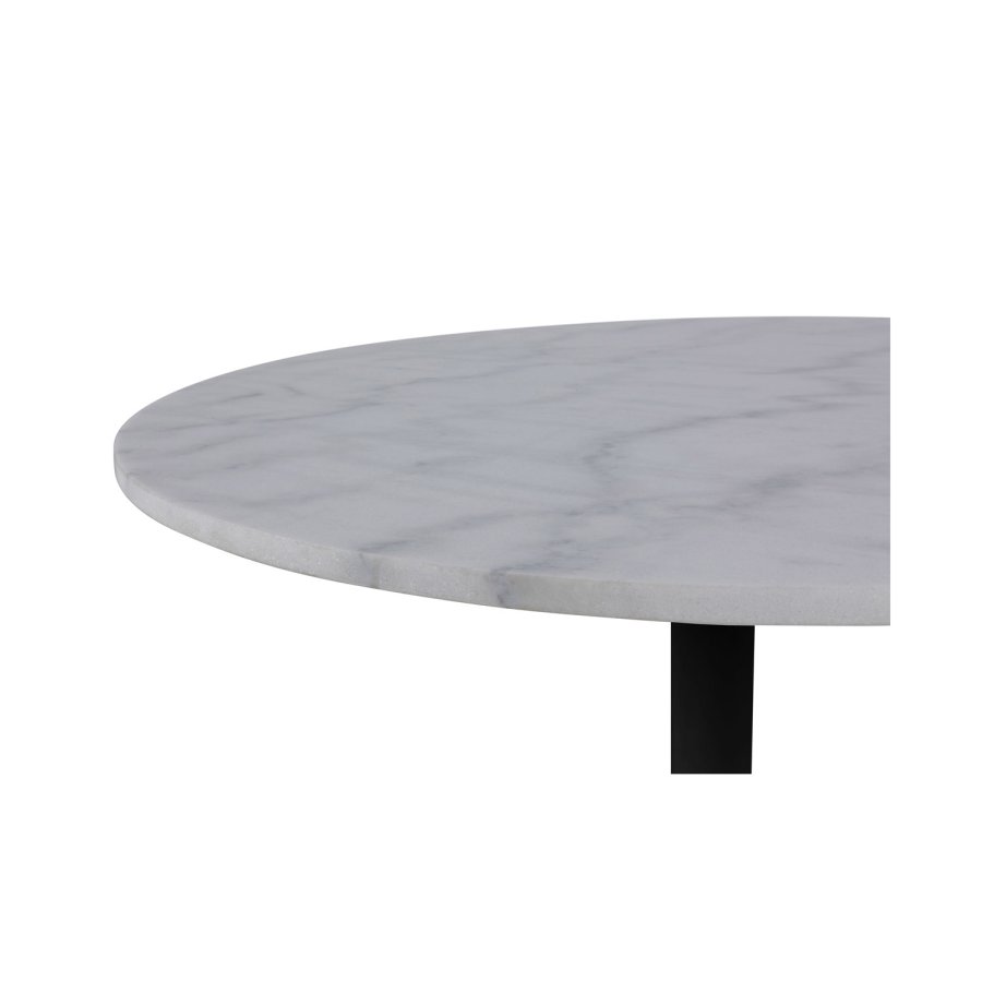 ACT NORDIC Rund Tarifa spisebord m. trompetfod - hvid Guangxi marmor og sort metal (110)