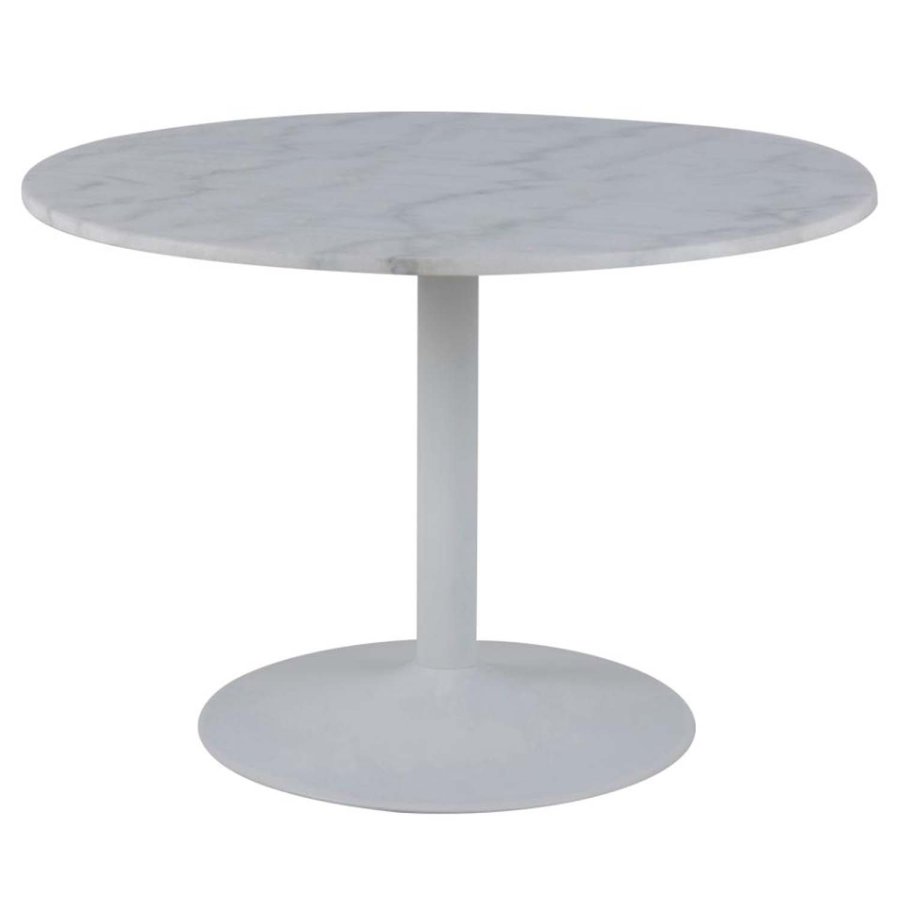 ACT NORDIC Tarifa Esstisch, rund – weißer Guangxi-Marmor und weißes Metall (110)