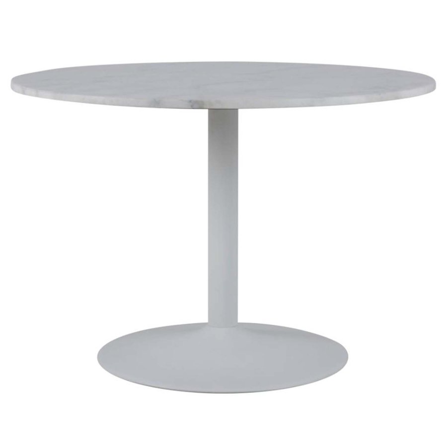 ACT NORDIC Tarifa Esstisch, rund – weißer Guangxi-Marmor und weißes Metall (110)