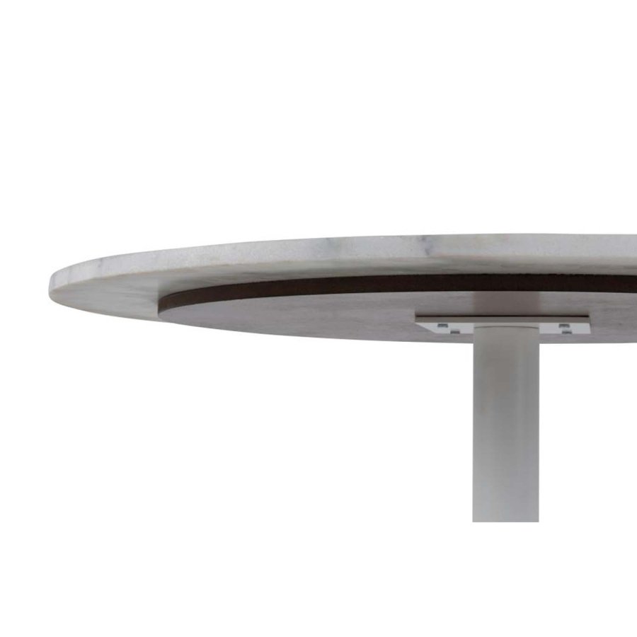 ACT NORDIC Tarifa Esstisch, rund – weißer Guangxi-Marmor und weißes Metall (110)