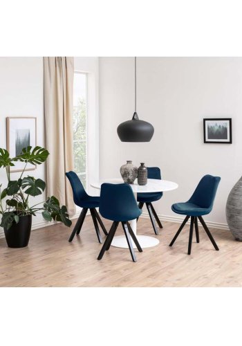 ACT NORDIC Tarifa Esstisch, rund – weißer Guangxi-Marmor und weißes Metall (110)