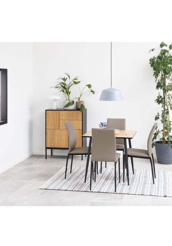 ACT NORDIC Wilma Esstisch, quadratisch – natürliches Wildmelamin und schwarzes Metall (80x80)