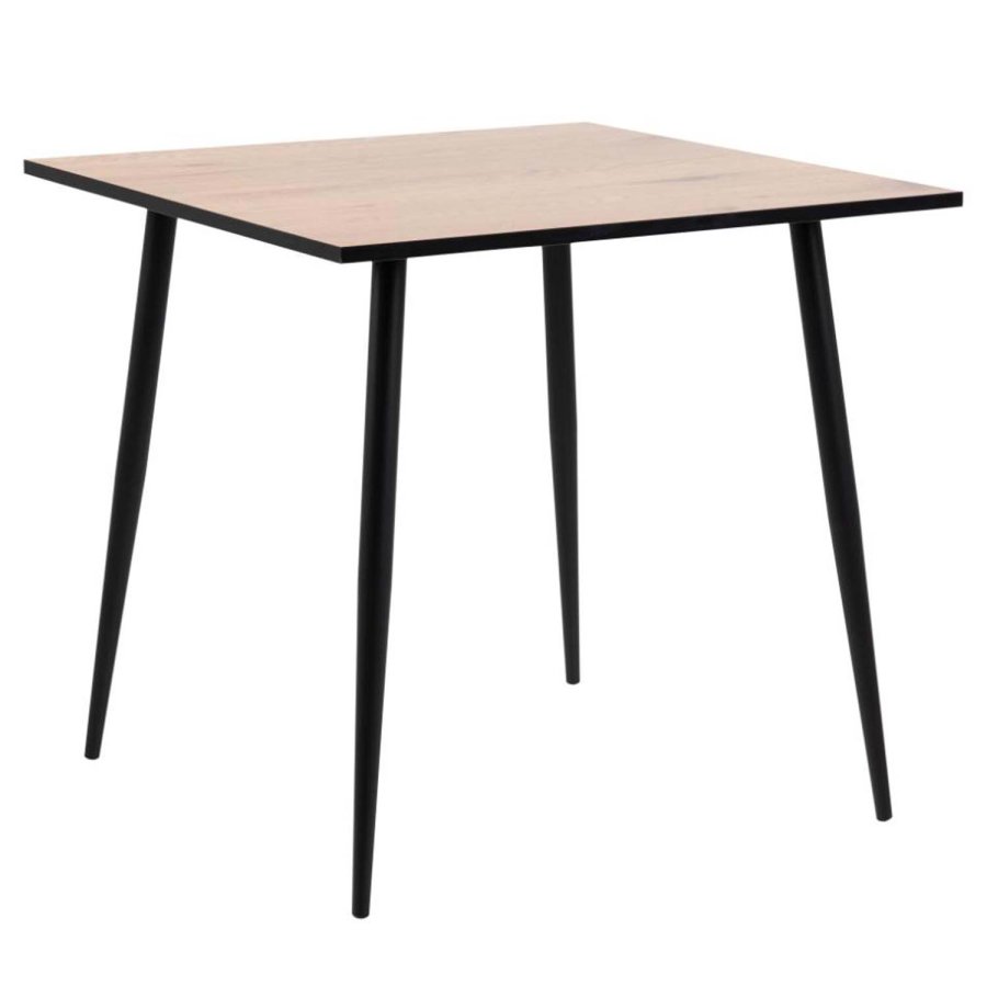 ACT NORDIC Wilma Esstisch, quadratisch – natürliches Wildmelamin und schwarzes Metall (80x80)