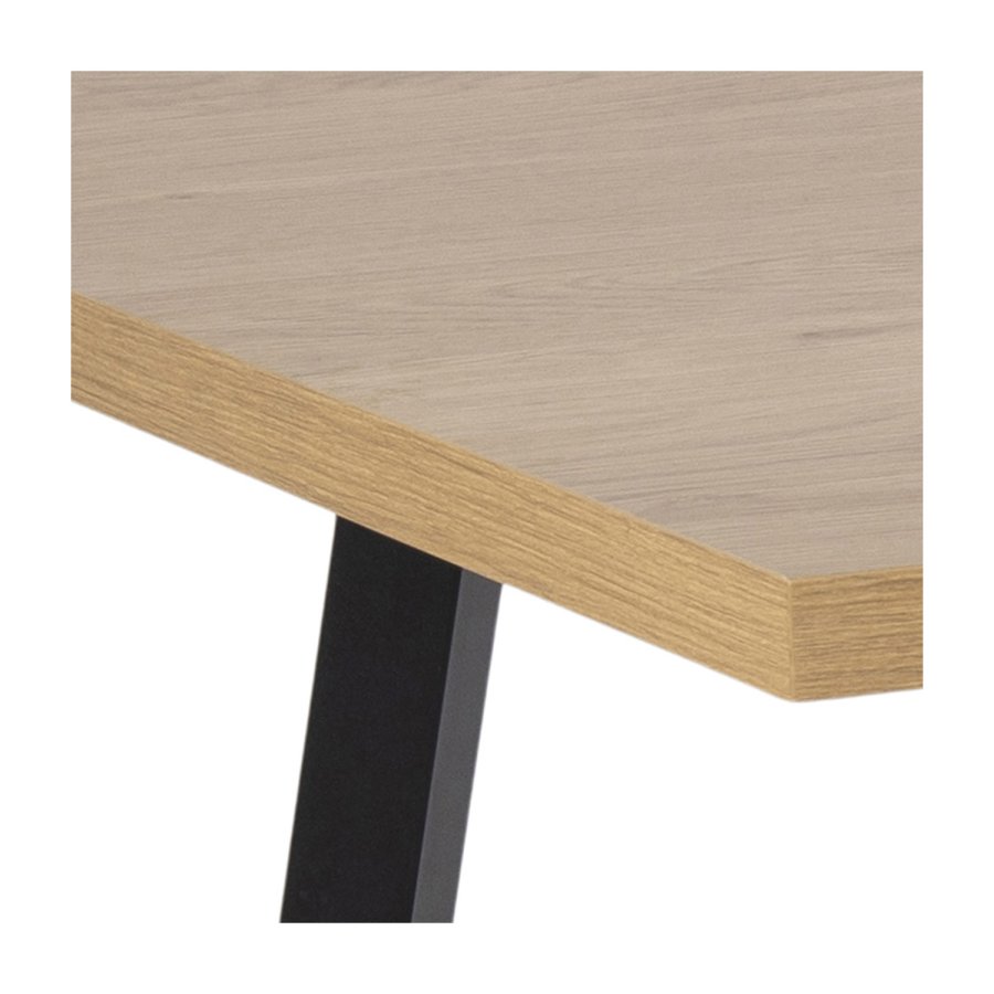 ACT NORDIC Rechteckiger Esstisch Cenny – natürliches Wildeichen-Melamin und schwarzes Metall (160 x 90)